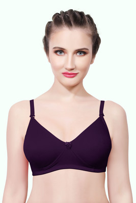 INTIHUG Women's Wireless Seamless Bra Ultra-Soft Push Up Full Coverage Bra Women Everyday Non Padded Bra(Purple)