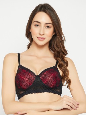 Clovia Padded Non-Wired Full Cup Bra in Red - Lace Women Everyday Lightly Padded Bra(Red)