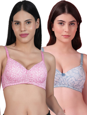 Shyam Sons FLAIR Polypad Women T-Shirt Lightly Padded Bra(Pink, Blue)
