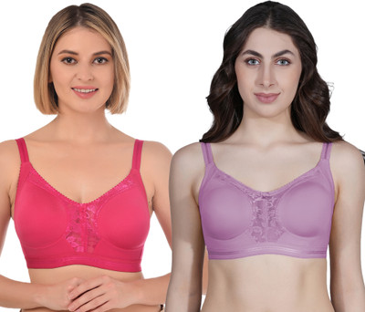 Ladyland Women full coverage front net bra Women T-Shirt Non Padded Bra(Maroon, Purple)