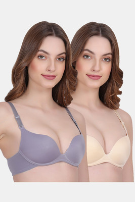 AMOUR SECRET Women Push-up Lightly Padded Bra(Grey, Beige)