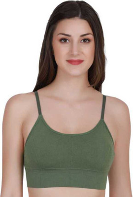 zoxen Women Cami Bra Lightly Padded Bra(Green)