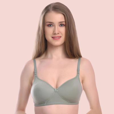 ellevia Lightly Padded Non-Wired Everyday Bra for Women | Cotton Blend | Seamless Women Everyday Lightly Padded Bra(Green)