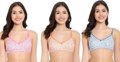 VERMILION Non Padded Non-Wired Flower Printed Bra for Girls and Women Women Full Coverage Non Padded Bra(Multicolor)