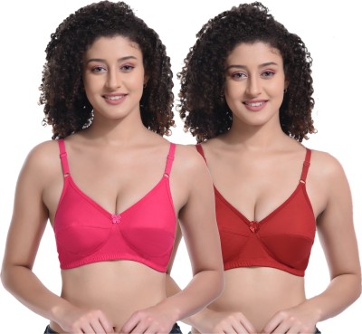 BodyAan Women Full Coverage Non Padded Bra(Pink, Maroon)