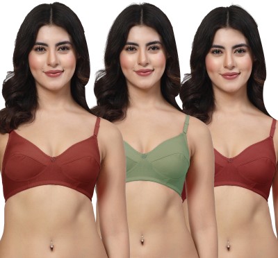 LILY manoop Women Everyday Non Padded Bra(Maroon, Green, Maroon)