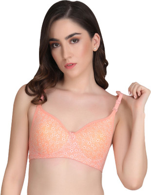 Liigne Printed Padded Bra (Pack Of 2) Women Full Coverage Lightly Padded Bra(Pink, Orange)