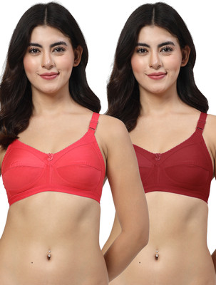 LILY 306 Women Minimizer Non Padded Bra(Red, Maroon)