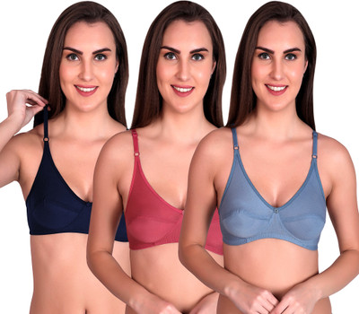 lufiya riru Women Full Coverage Non Padded Bra(Dark Blue, Light Blue, Pink)