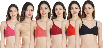Gowon Beauty Womens Bra Women Everyday Non Padded Bra(Gold, Black, Maroon, Orange, Red, Pink)