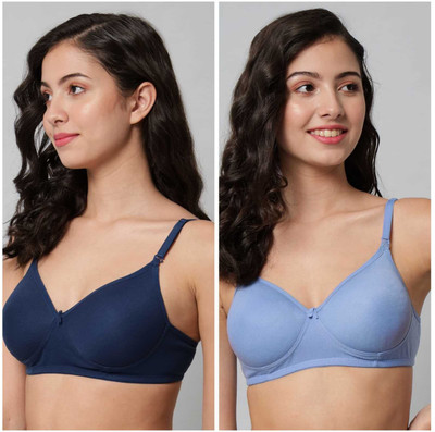 Extoes New color comfertable combo pack of 2 Women Push-up Lightly Padded Bra(Light Blue, Blue)