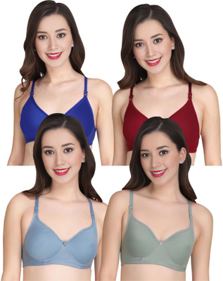 Liigne Women Everyday Padded Bra (Pack Of 4) for T-Shirt Saree Dress Sports Garment Women Full Coverage Lightly Padded Bra(Multicolor)