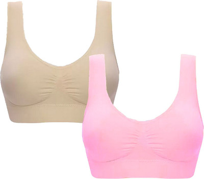 Fashocart Women Sports Non Padded Bra(Beige, Pink)