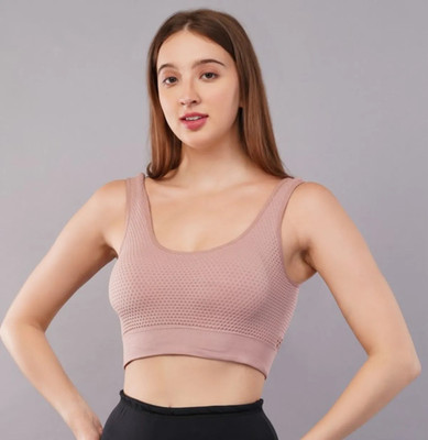 Admond Word Women Polyester Full Coverage Seamless Padded Sports Bra For Workout Gym Women Everyday Lightly Padded Bra(Pink)