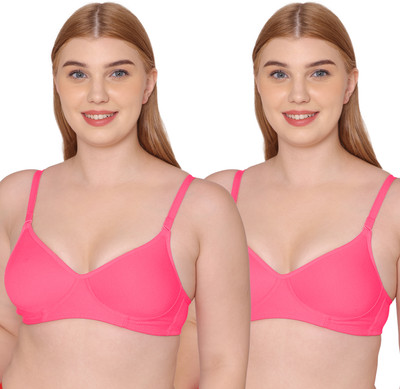 KOMLI Komli Seamless Medium Padded Full Coverage Cotton Rich Padded Bra Women T-Shirt Lightly Padded Bra(Pink)