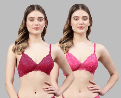 aamarsh B-Padma Bra Women Minimizer Lightly Padded Bra(Maroon, Pink)