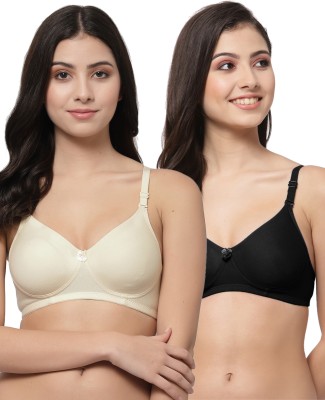 COLLEGE GIRL Detachable Strap Women T-Shirt Lightly Padded Bra(Beige, Black)