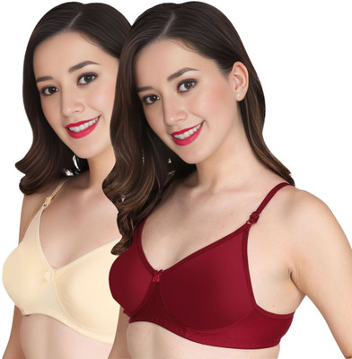 Tulzott Women Everyday Non Padded Bra (Pack Of 2) for T-Shirt Saree Dress Sports Garment Women Everyday Non Padded Bra(Beige)