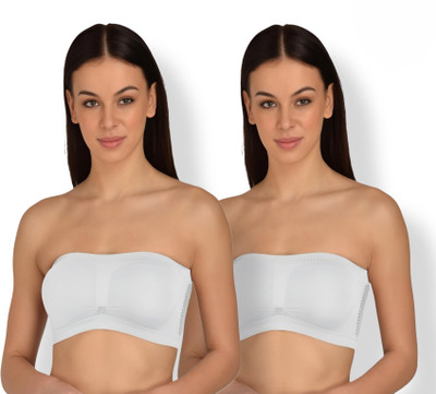 Maitri Pack of 2 Women's Tube Bra Women Everyday Non Padded Bra(White)