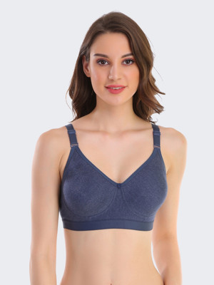 POOJA RAGENEE Double Layer Cotton Blend Women Full Coverage Non Padded Bra(Dark Blue)
