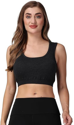 Totar Womens Compression Sports Bra, Racerback Sports Bra, Moisture-Wicking Women Sports Non Padded Bra(Black)