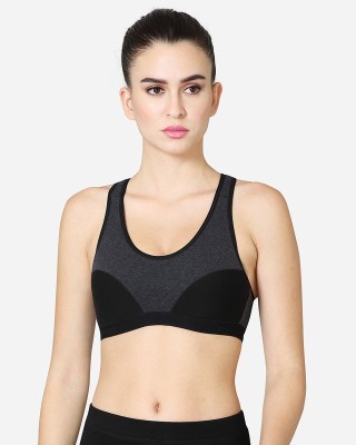 V Star VSAB02 Women Sports Lightly Padded Bra(Grey, Black)