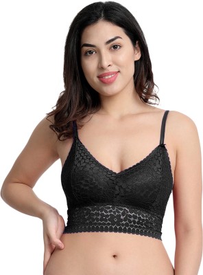 Cresale Women Bralette Lightly Padded Bra(Black)