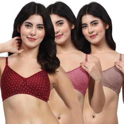 LILY Itida Women T-Shirt Non Padded Bra(Maroon, Maroon, Brown)