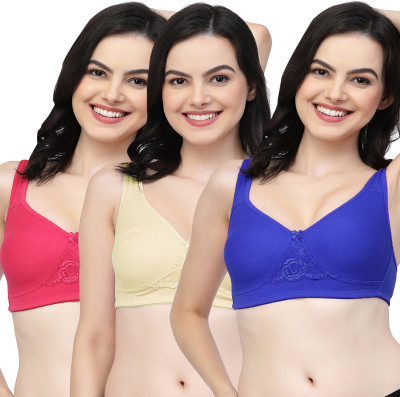 COLLEGE GIRL CG1214 Double Layered Women T-Shirt Non Padded Bra(Dark Blue, Beige, Pink)