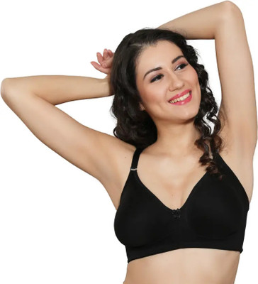 Nestio Women Non Padded Bra | Wirefree Cotton Full Coverage Comfort Bra for Daily Use Women T-Shirt Non Padded Bra(Black, Maroon)