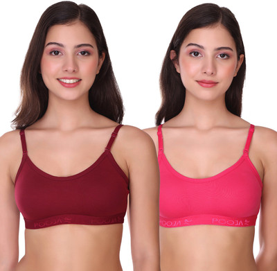 POOJA RAGENEE Women Sports Non Padded Bra(Maroon, Pink)