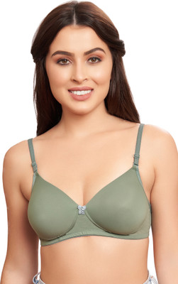 SKDREAMS Women T-Shirt Heavily Padded Bra(Green)