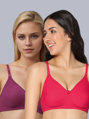 Eden EDEN01MAGENTAWINE Women T-Shirt Non Padded Bra(Pink, Purple)