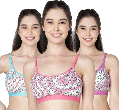kalyani KB710004 Wirefree Full Coverage Cross Back Printed Beginner Bra Women Training/Beginners Non Padded Bra(Multicolor)