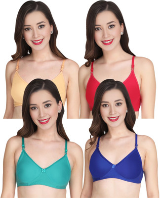 Tulzott Women Everyday Padded Bra (Pack Of 4) for T-Shirt Saree Dress Sports Garment Women Everyday Lightly Padded Bra(Multicolor)