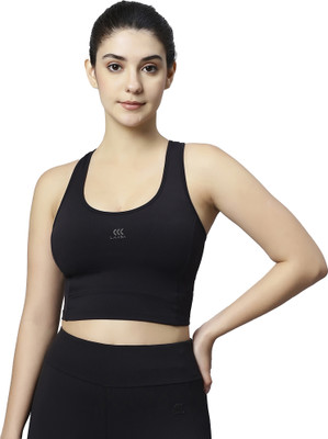 Laasa Sports LONGLINE SPORTS BRA Women Full Coverage Lightly Padded Bra(Black)