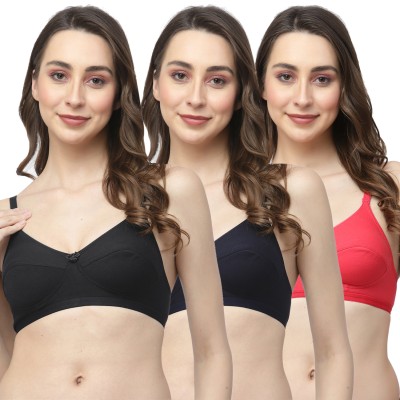 COLLEGE GIRL CGRO1256 Women Everyday Non Padded Bra(Black, Dark Blue, Red)