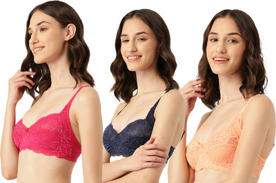 LEADING LADY Leading Lady Women T-Shirt Non Padded Bra Women T-Shirt Non Padded Bra(Pink, Blue, Orange)