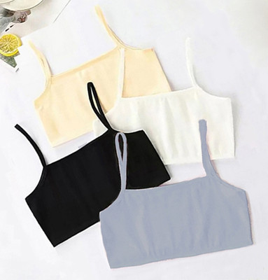 DreamBe Pack of 4 Girls Non Padded full Coverage stretchable sports Bra (Multicolor) Women Sports Non Padded Bra(Multicolor)