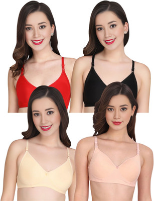 Tulzott Women Everyday Non Padded Bra (Pack Of 4) for T-Shirt Saree Dress Sports Garment Women Everyday Non Padded Bra(Multicolor)