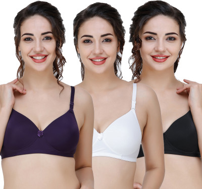 COLLEGE GIRL CGPAD1200 Women T-Shirt Lightly Padded Bra(Purple, White, Black)