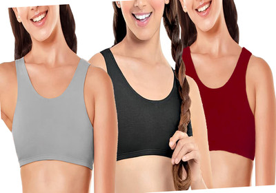 BRAABAA Pack of 3 Women non padded beginner sports bra Girls Sports Non Padded Bra(Multicolor)