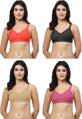 LILY iranos Women Minimizer Non Padded Bra(Black, Pink, Beige, Red)