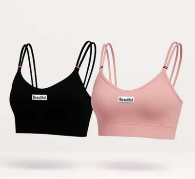 NITYAM Women Everyday Lightly Padded Bra(Black, Pink)