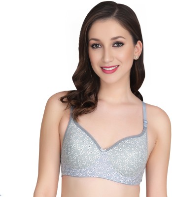 SPRN Fashion Gray Printed Wirefree Bra for Women - Full Coverage- Seamless and Padded Women Full Coverage Lightly Padded Bra(Grey)