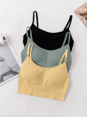 MAHEK CREATIVE Women Sports Lightly Padded Bra(Black, Grey, Beige)