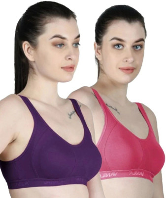 Vanila (Size 30, Pack of 2) Women Sports Non Padded Bra(Purple, Pink)