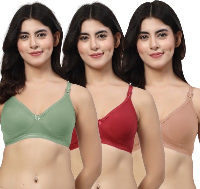 LILY ithsird Moulded Minimizer Women T-Shirt Non Padded Bra(Green, Maroon, Gold)