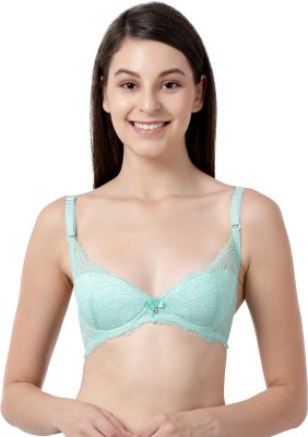 Susie Shyaway Susie Mint Green Lace Embellished Lightly Padded Balconette Bra Women T-Shirt Lightly Padded Bra(Green)