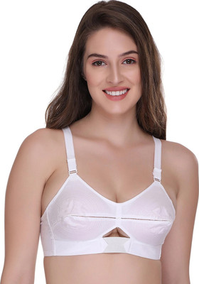 SONA Women Moving Elastic Strap White Full Cup Pointed Plus Size Cotton Bra Women Minimizer Non Padded Bra(White)